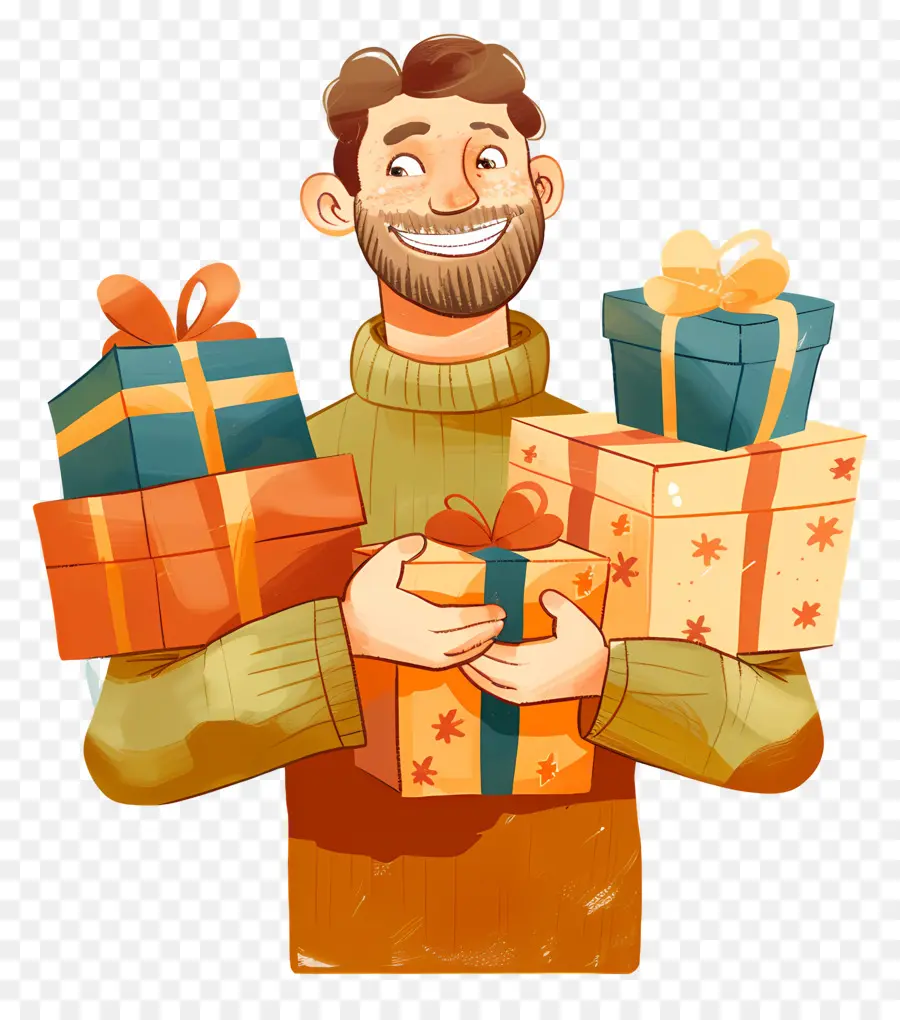 Hombre Sosteniendo Regalos，Hombre Con Regalos PNG