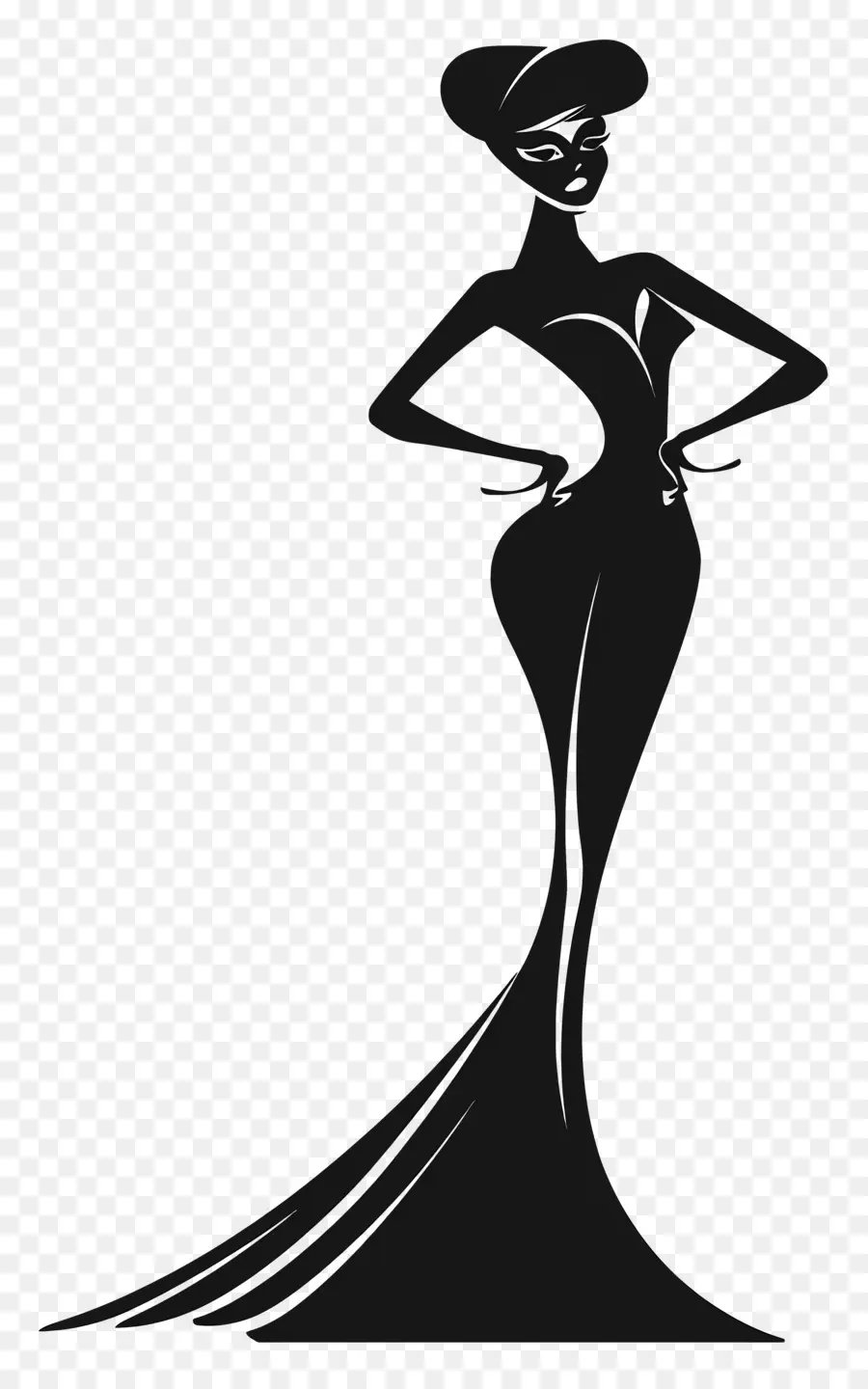 Silueta De Mujer Elegante，Vestido Negro PNG