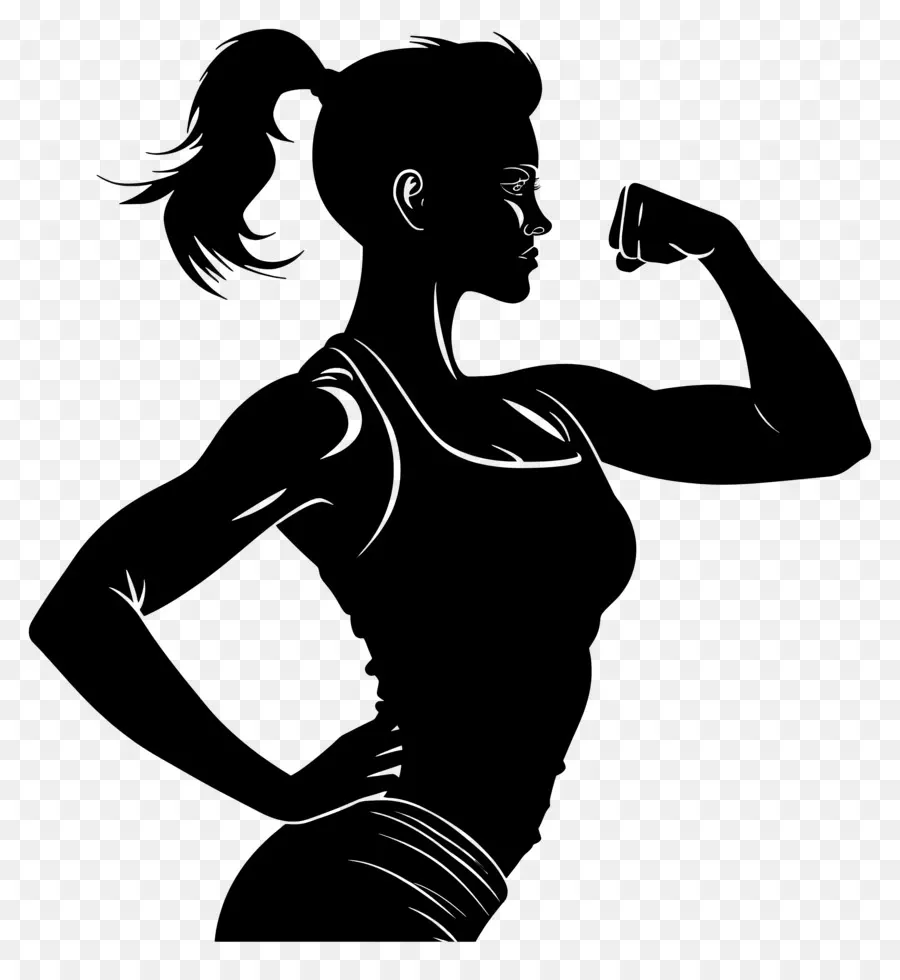 Silueta De Mujer Fuerte，Musculatura PNG