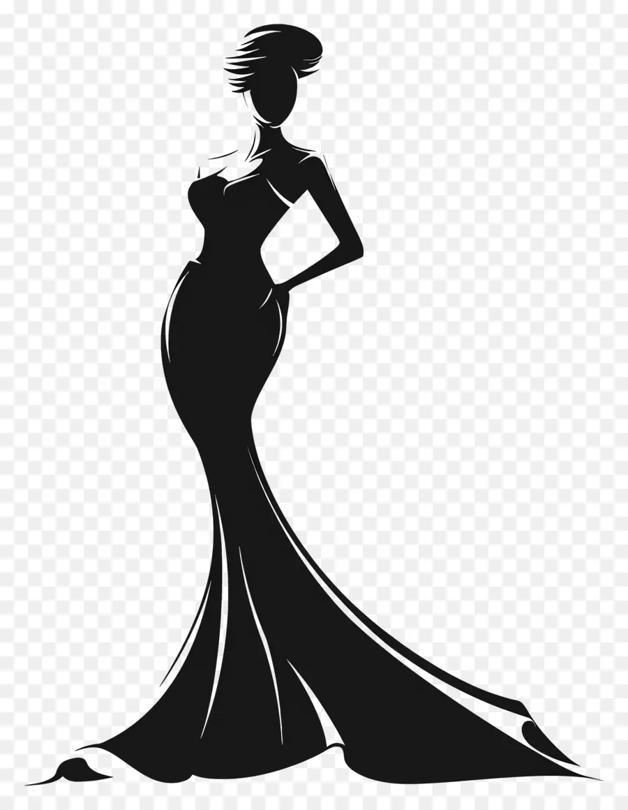 Silueta De Mujer Elegante，Vestido Negro PNG