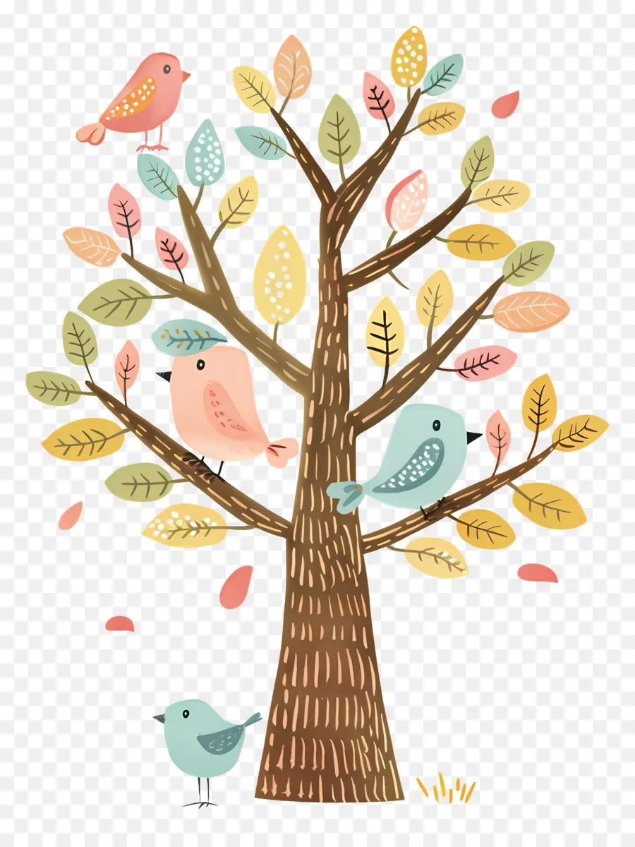 árbol Con Pájaros，Árbol Con Pájaros PNG