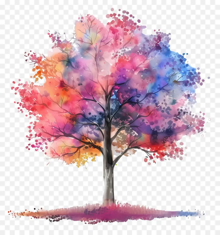 árbol De Acuarela，árbol Colorido PNG