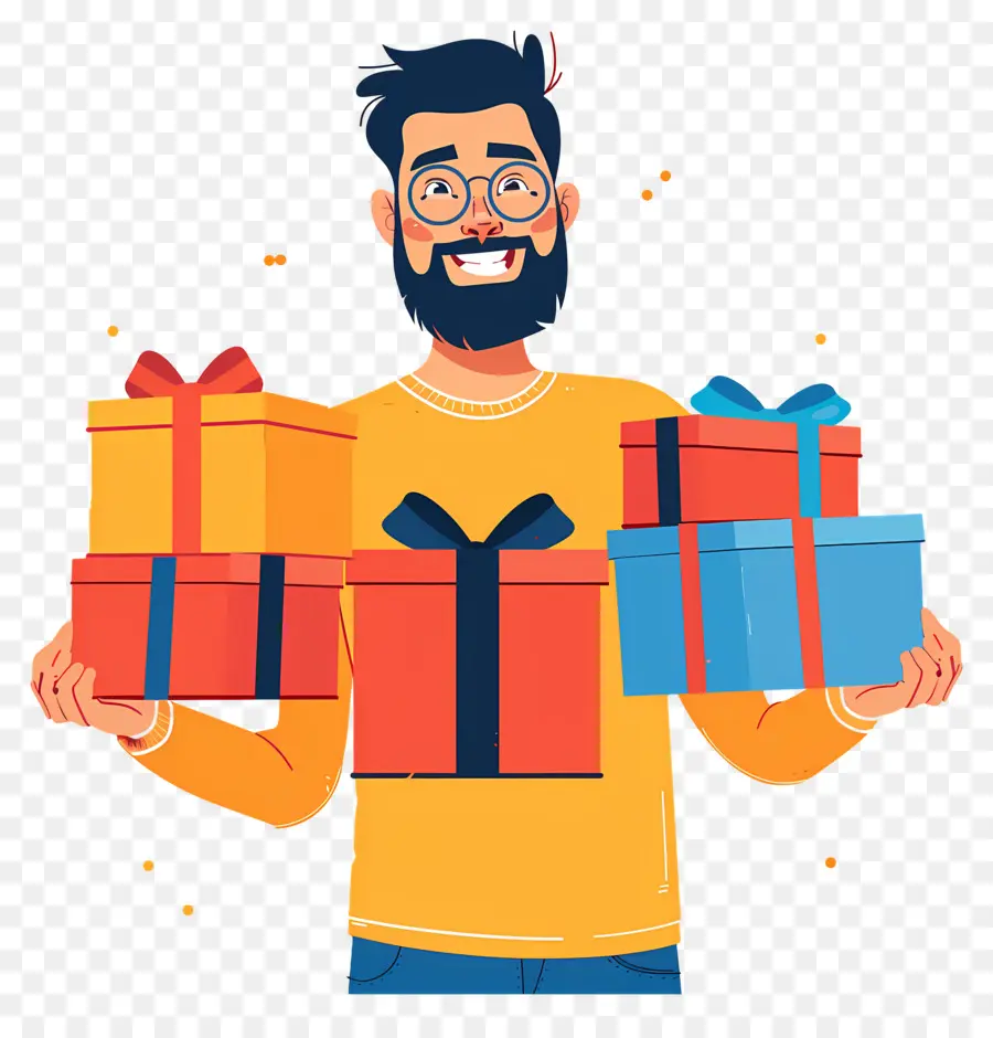 Hombre Sosteniendo Regalos，Hombre Con Regalos PNG