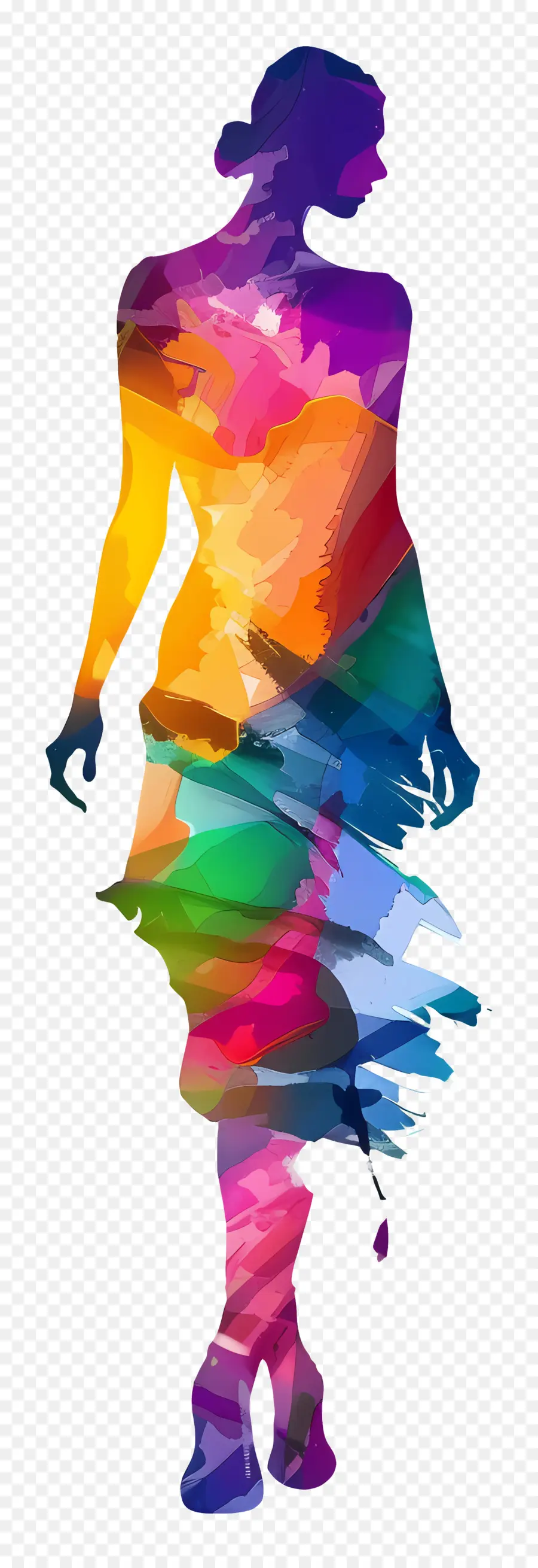 Silueta De Modelo De Moda，Silueta Colorida PNG