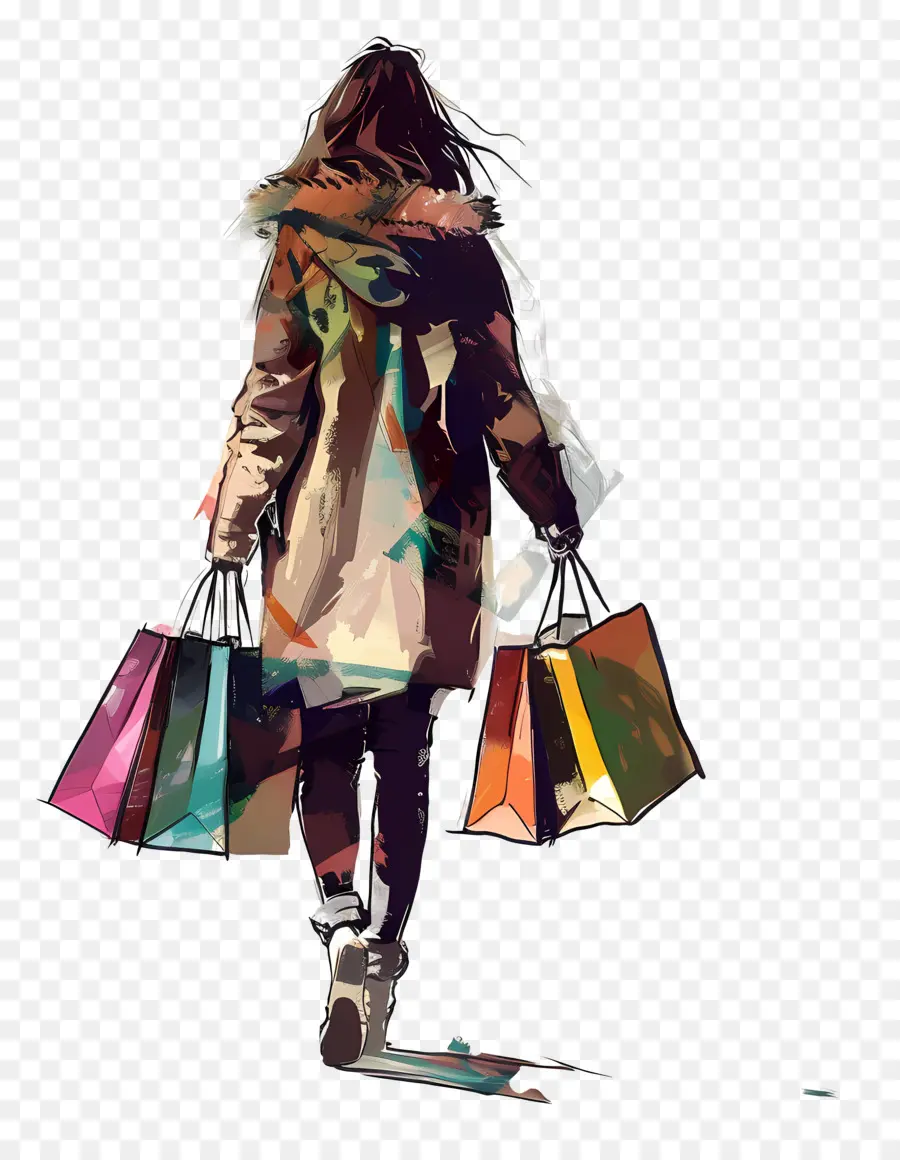 Mujer De Compras，Bolsas De Compras PNG