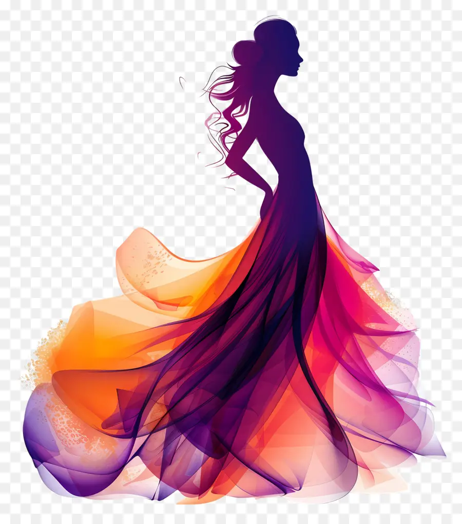 Silueta De Mujer Elegante，Silueta De Moda PNG