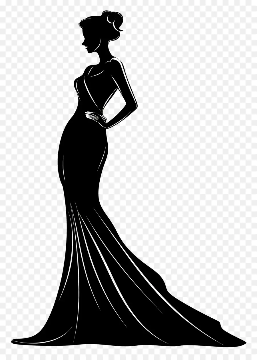 Silueta De Mujer Elegante，Vestido Negro PNG