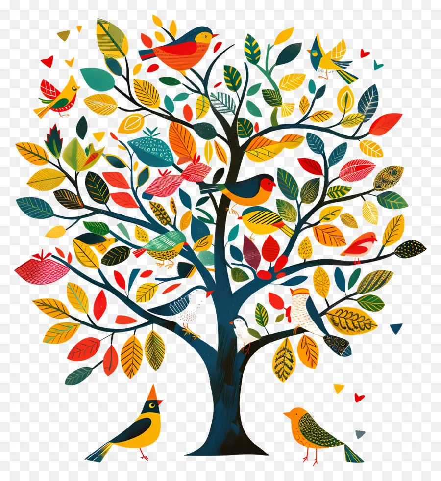 árbol Con Pájaros，Árbol PNG