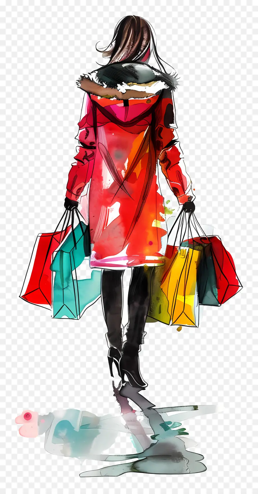 Mujer De Compras，Bolsas PNG