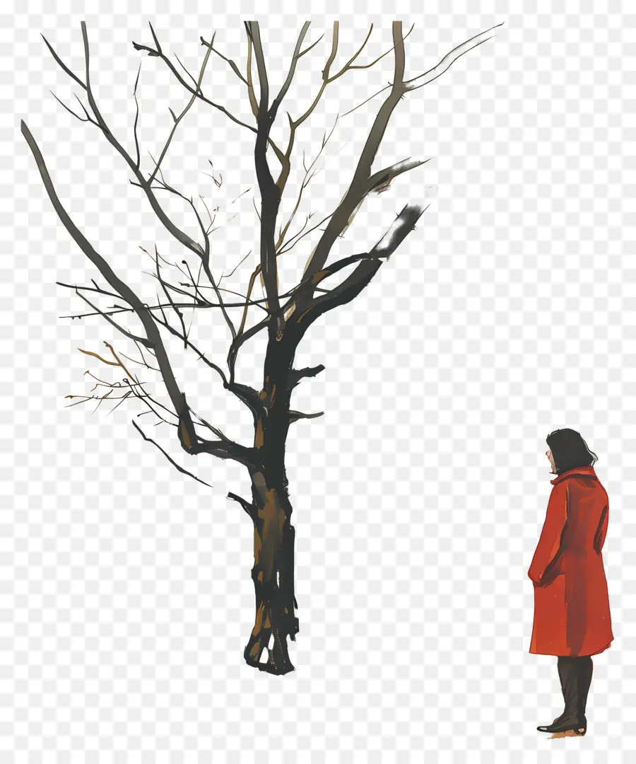 Mujer En Primavera，Árbol PNG