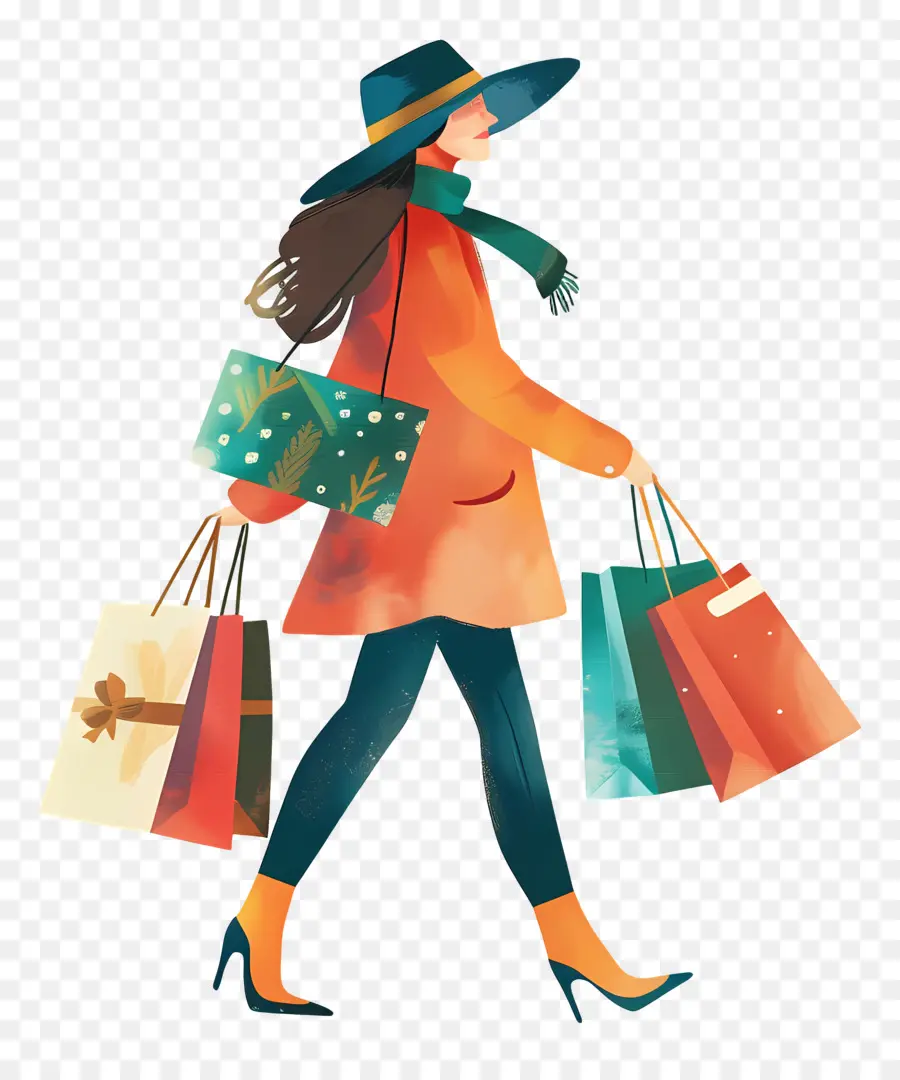 Mujer De Compras，Bolsas PNG