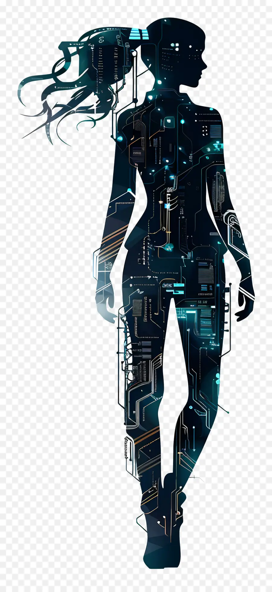 Silueta De Mujer De Pie，Silueta De Mujer Futurista PNG