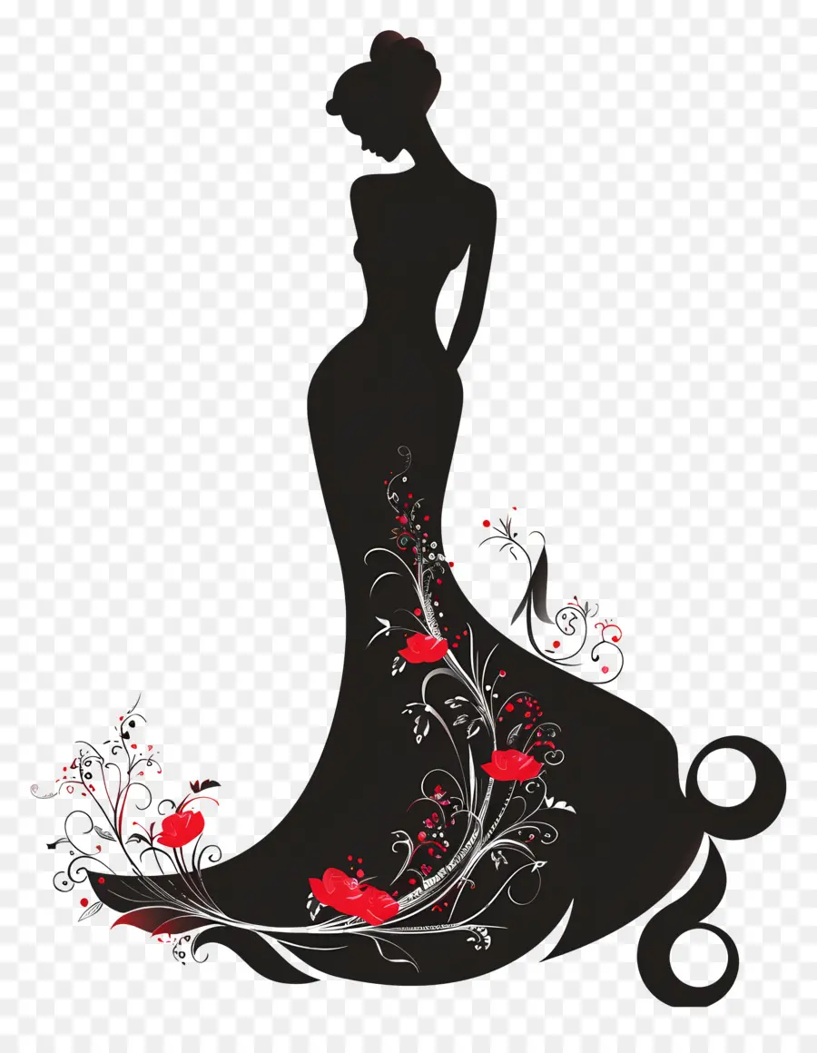 Silueta De Mujer Elegante，Mujer Vestida PNG