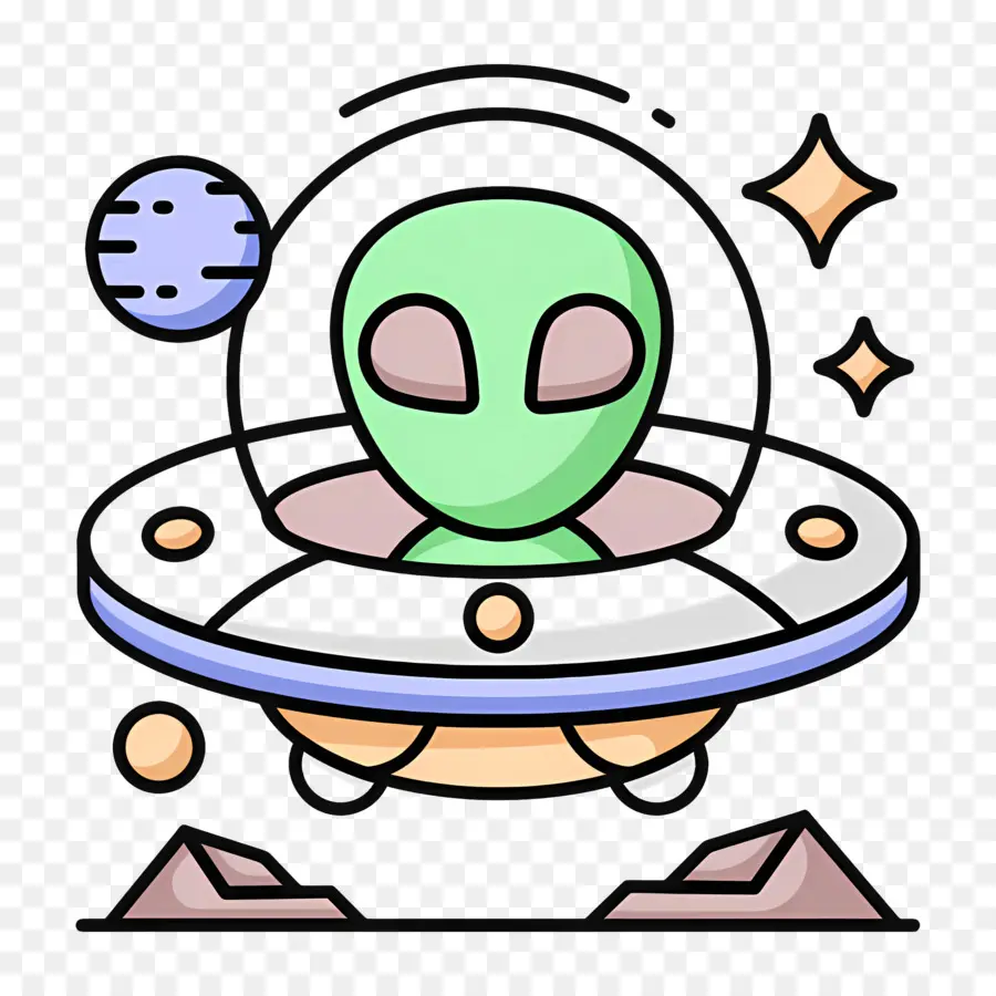 Ovni，Alien Verde En Nave Espacial PNG