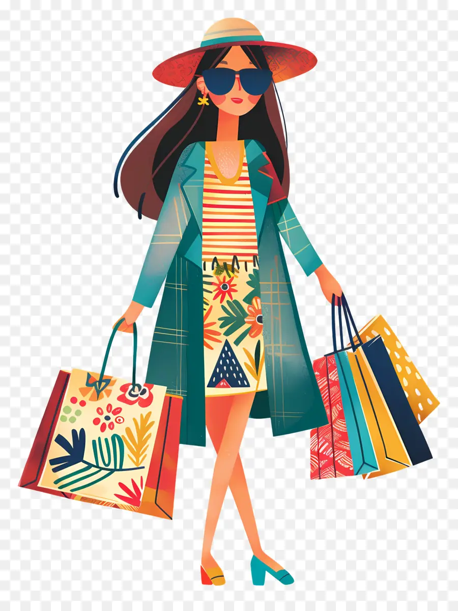 Mujer De Compras，Bolsas PNG