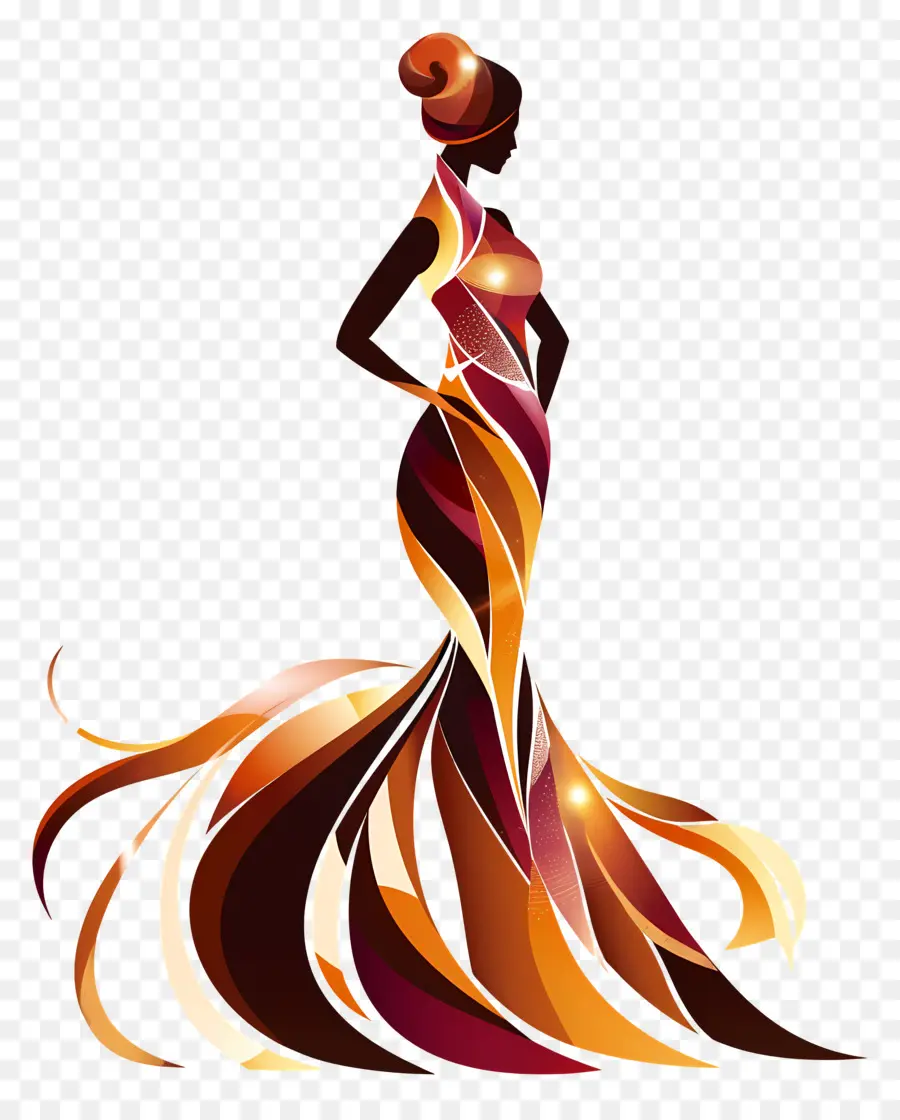 Silueta De Mujer Elegante，Mujer Elegante En Vestido PNG