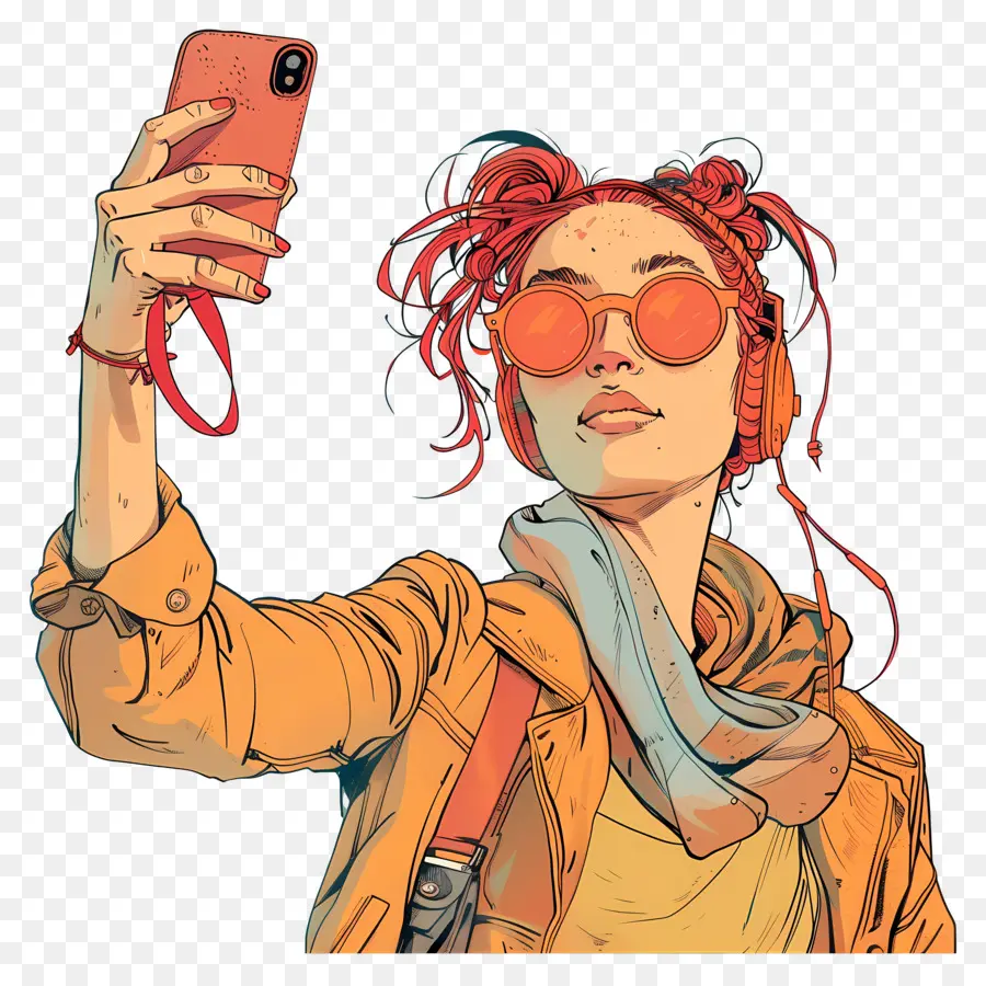 Mujer Tomando Selfie，Autofoto PNG