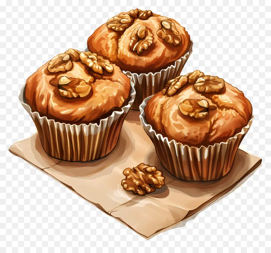 Muffins De Plátano Y Nueces，Magdalenas PNG