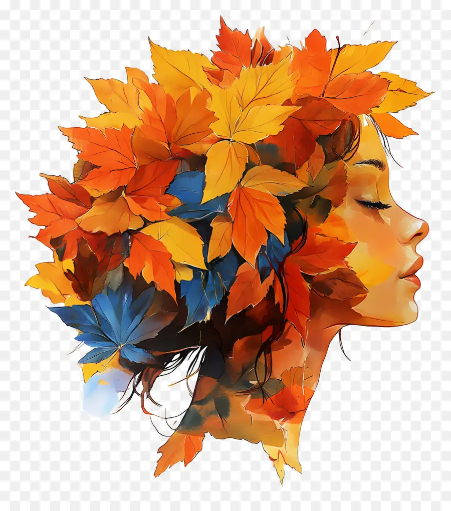 Chica De Otoño，Hojas De Otoño PNG