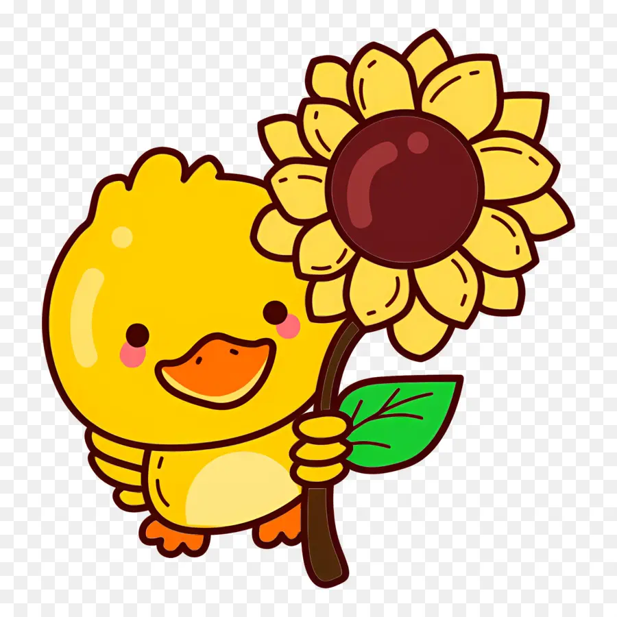 Pato，Pato Con Girasol PNG