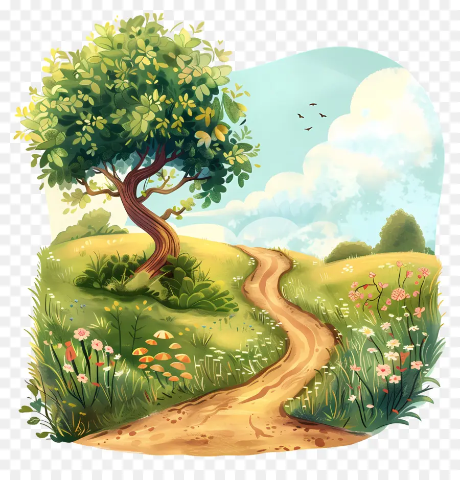 Camino Rural，Paisaje PNG