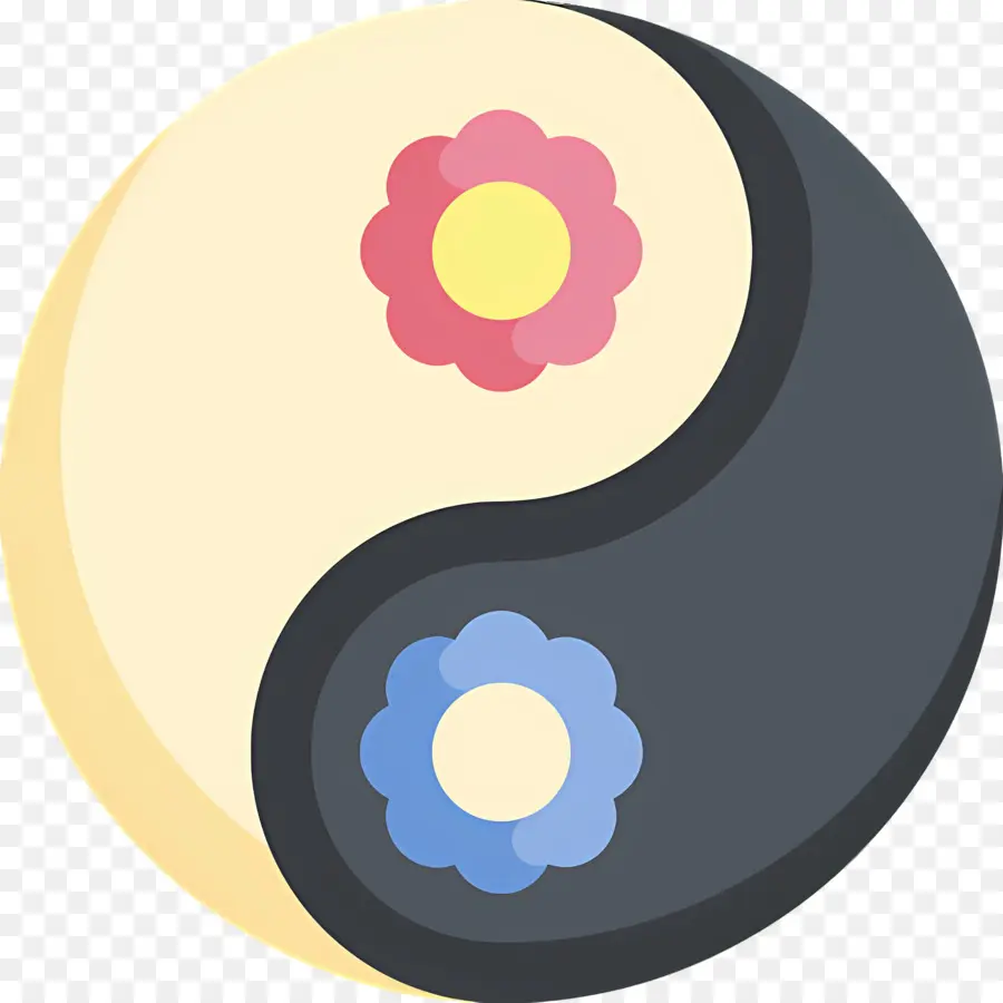 Yin Yang，Yin Yang Con Flores PNG