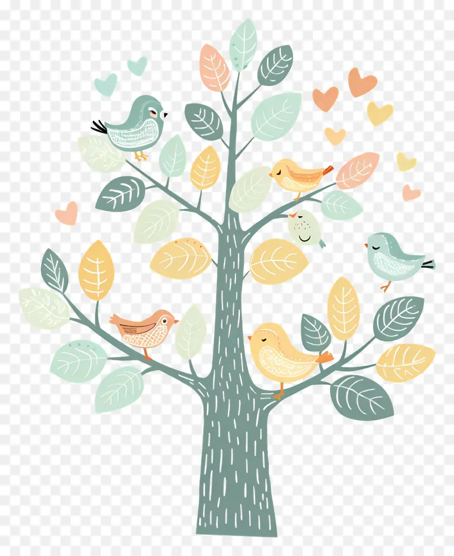 árbol Con Pájaros，Árbol PNG