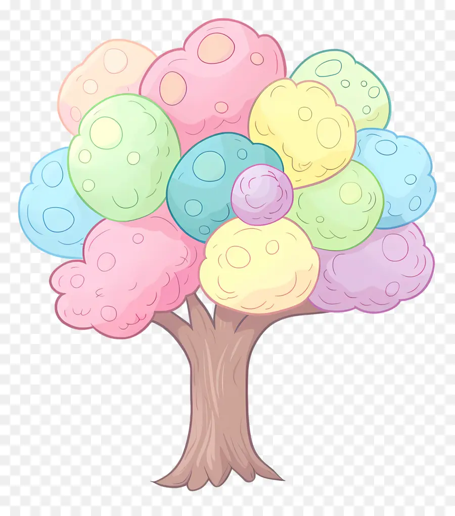 árbol De Dibujos Animados Lindo，árbol Colorido PNG