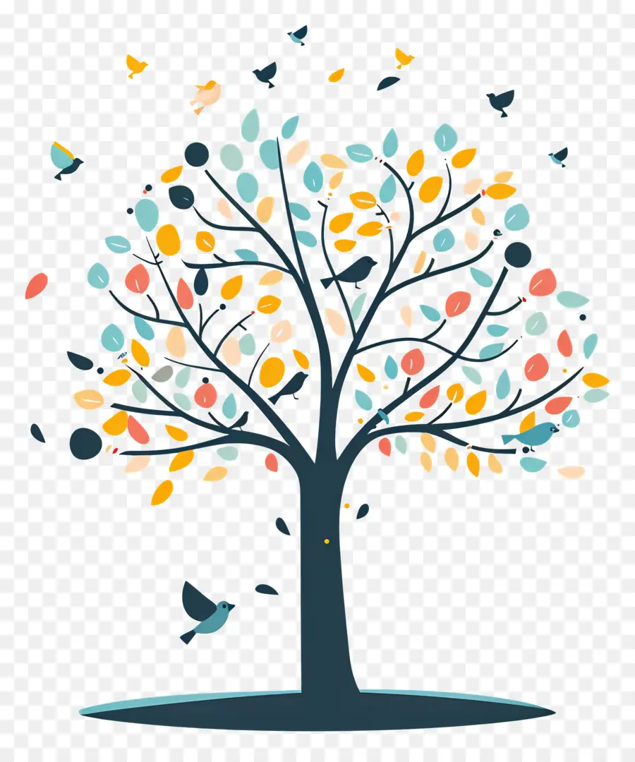 árbol Con Pájaros，Árbol PNG