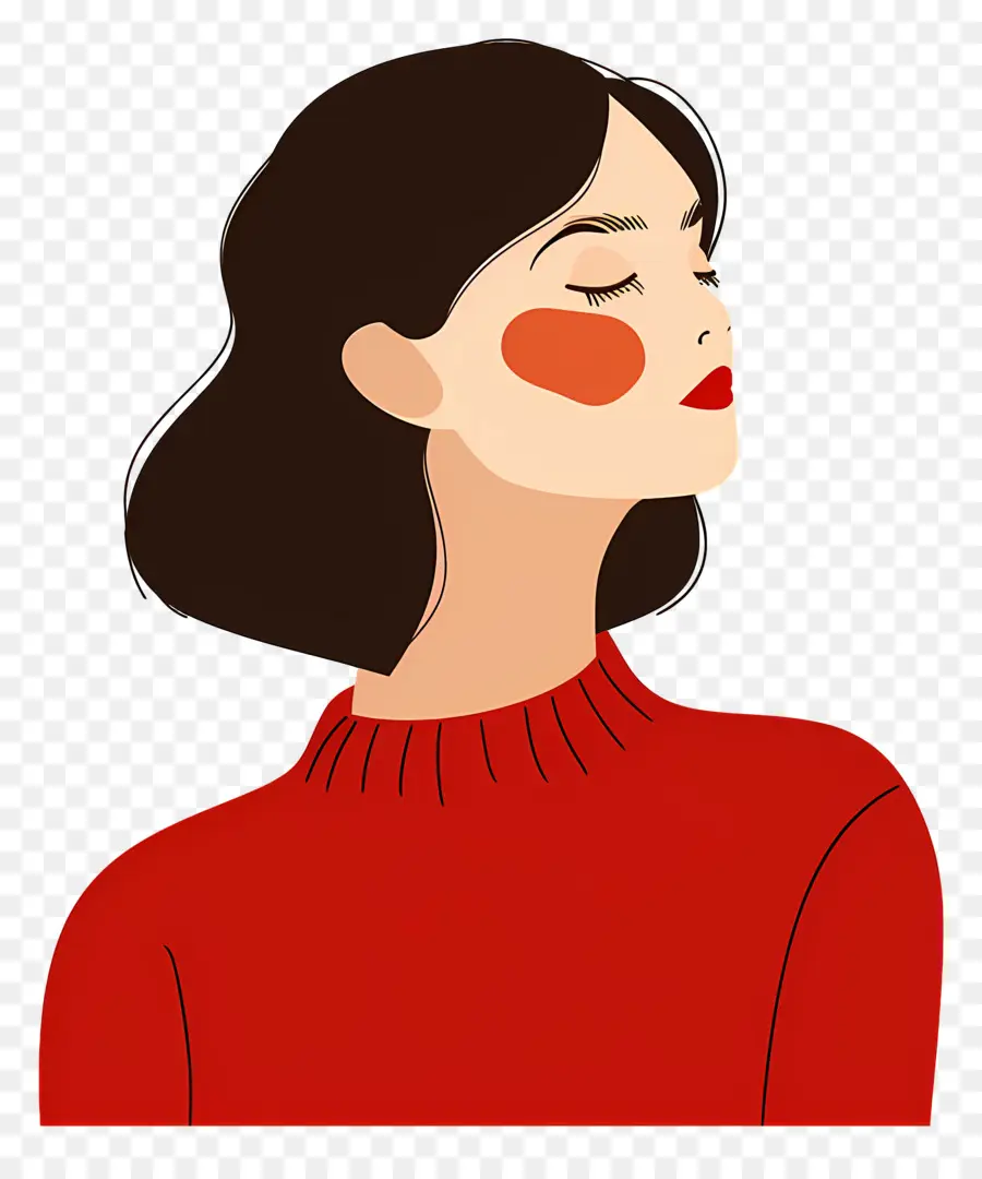 Mujer De Rojo，Mujer Con Cabello Castaño PNG