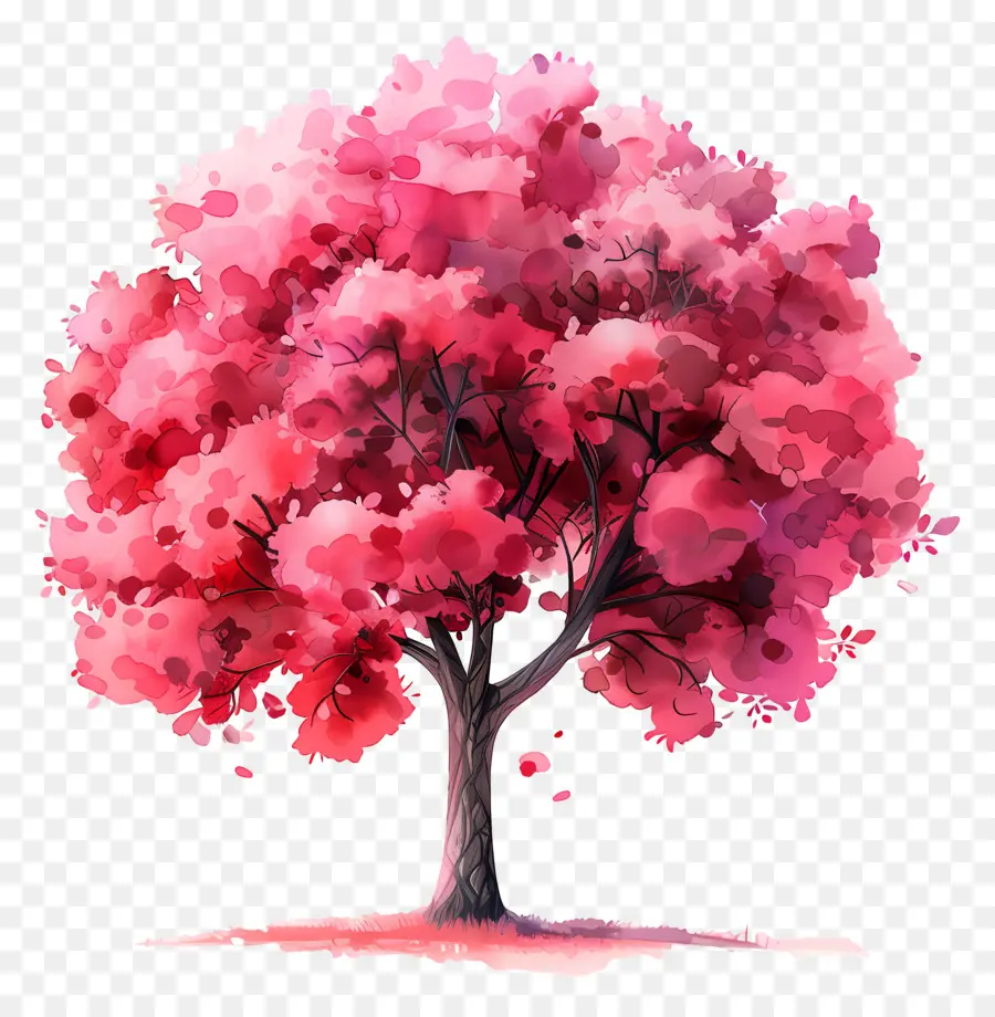 árbol De Acuarela，árbol Rosa PNG