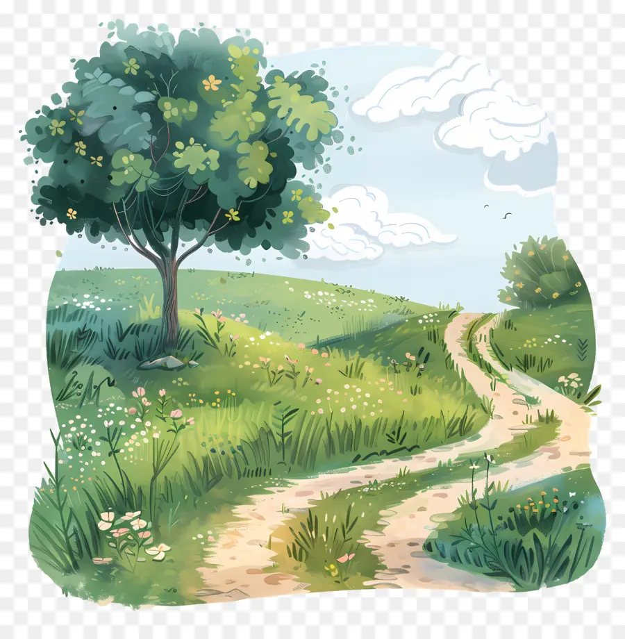 Camino Rural，Paisaje PNG