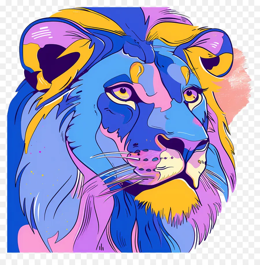 León Azul，León Colorido PNG