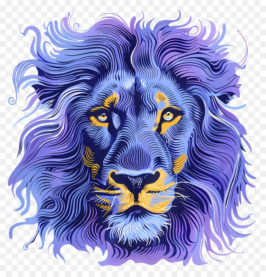 León Azul，León Colorido PNG