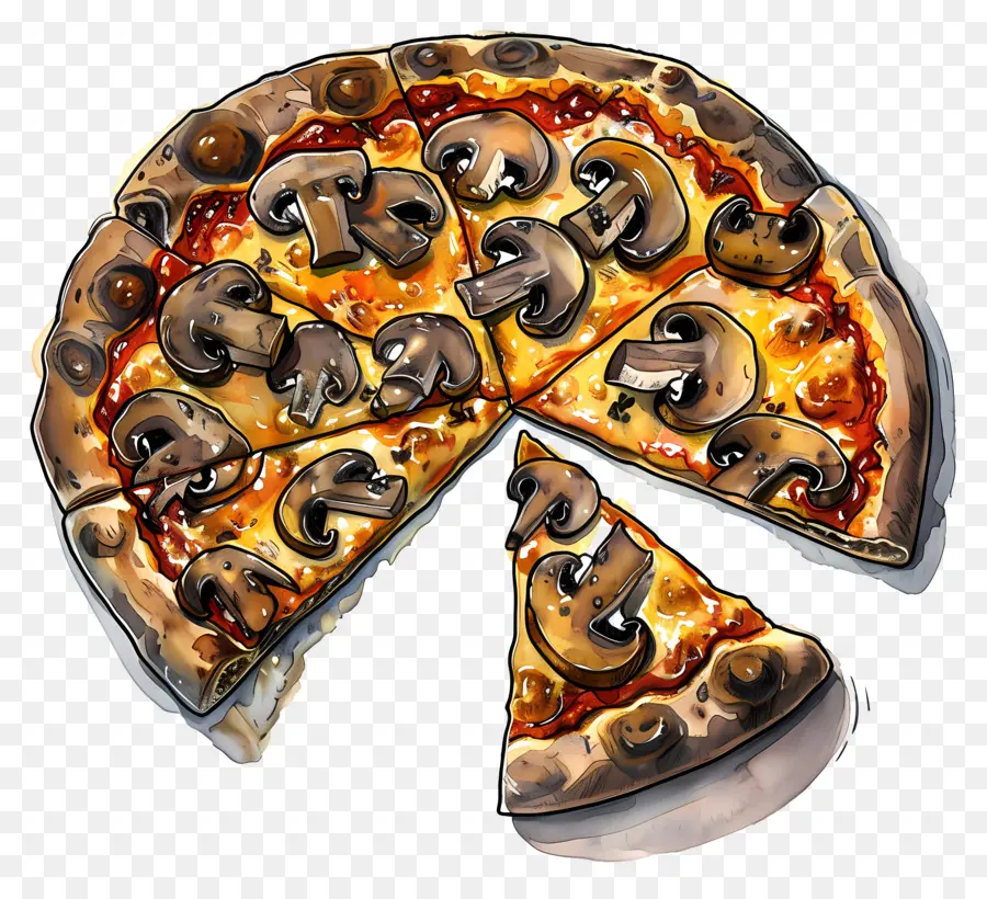 Pizza De Champiñones，Rebanada PNG