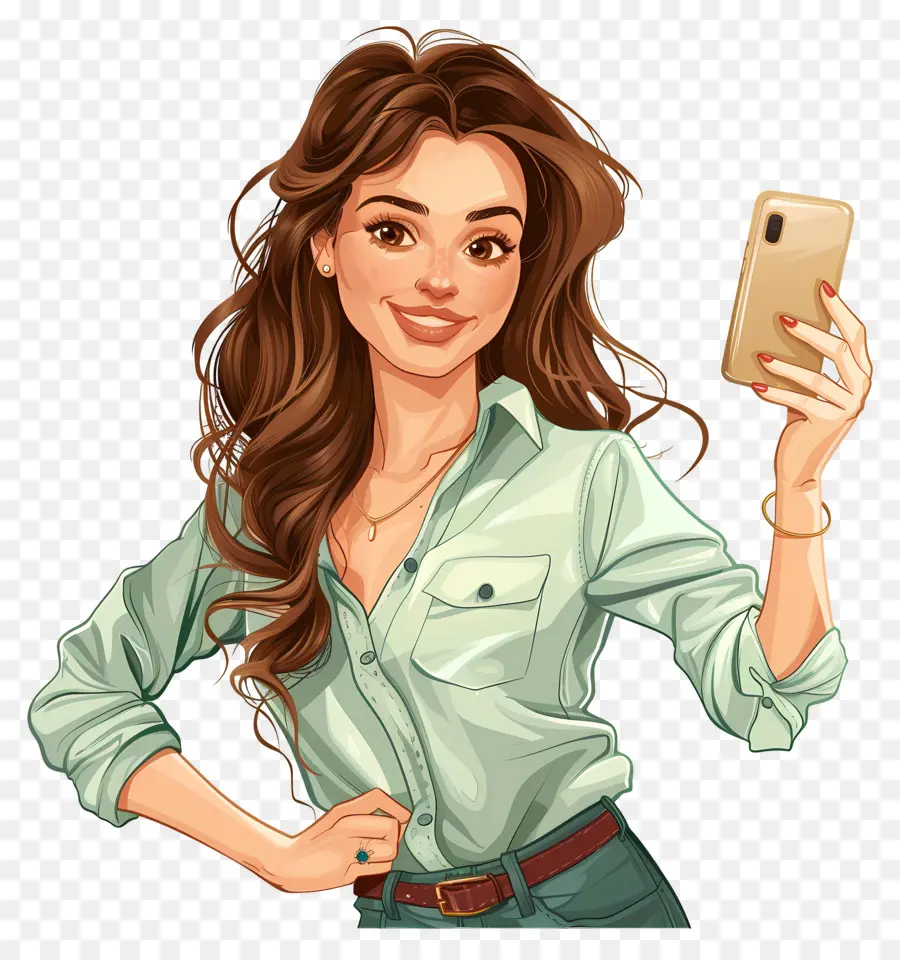 Mujer Tomando Selfie，Mujer Con Teléfono PNG