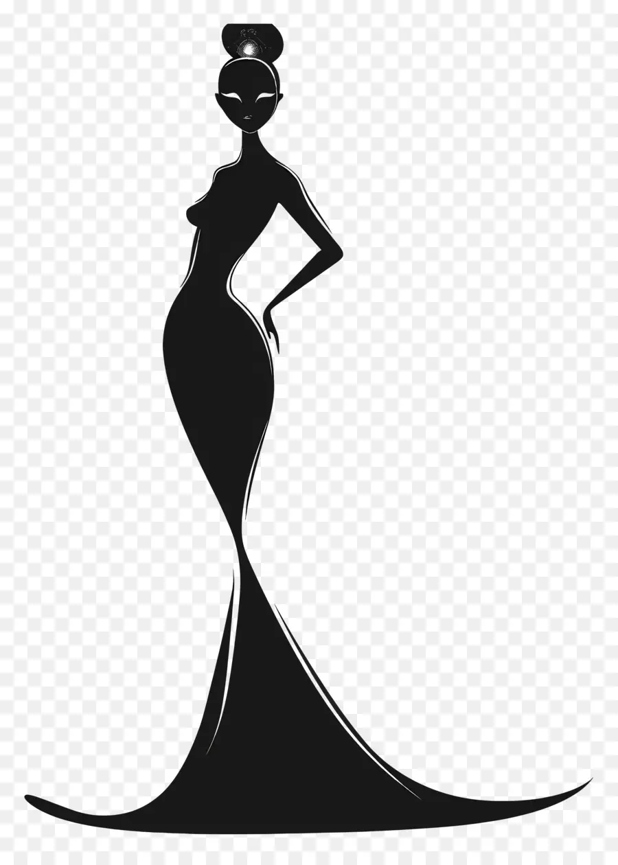 Silueta De Mujer Elegante，Vestido Negro PNG