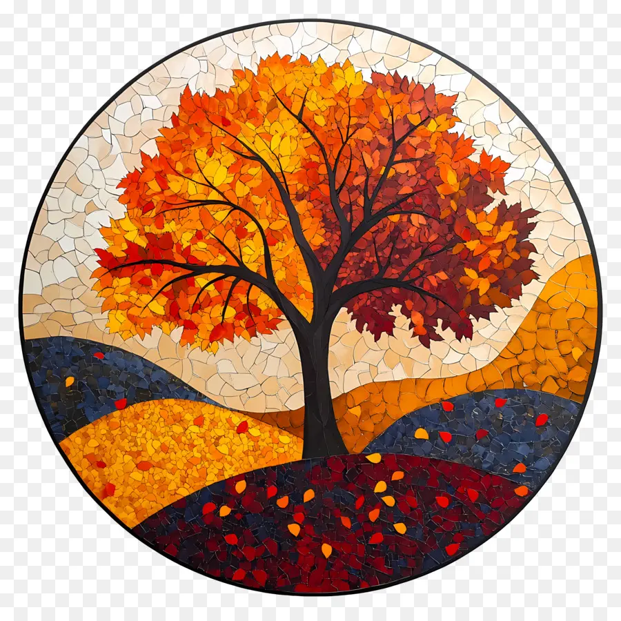 Mural De Otoño，árbol De Otoño PNG