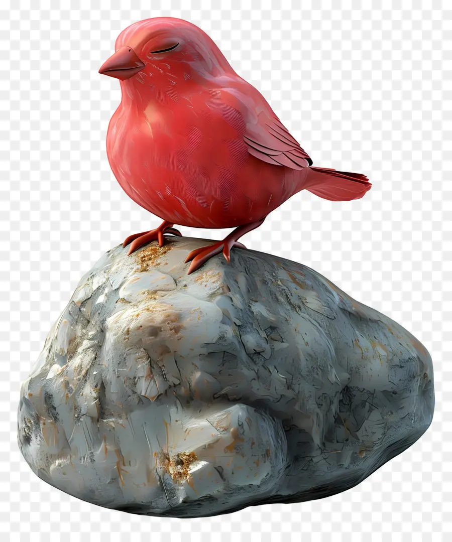 Pájaro Rojo，Pájaro Rojo Sobre Roca PNG