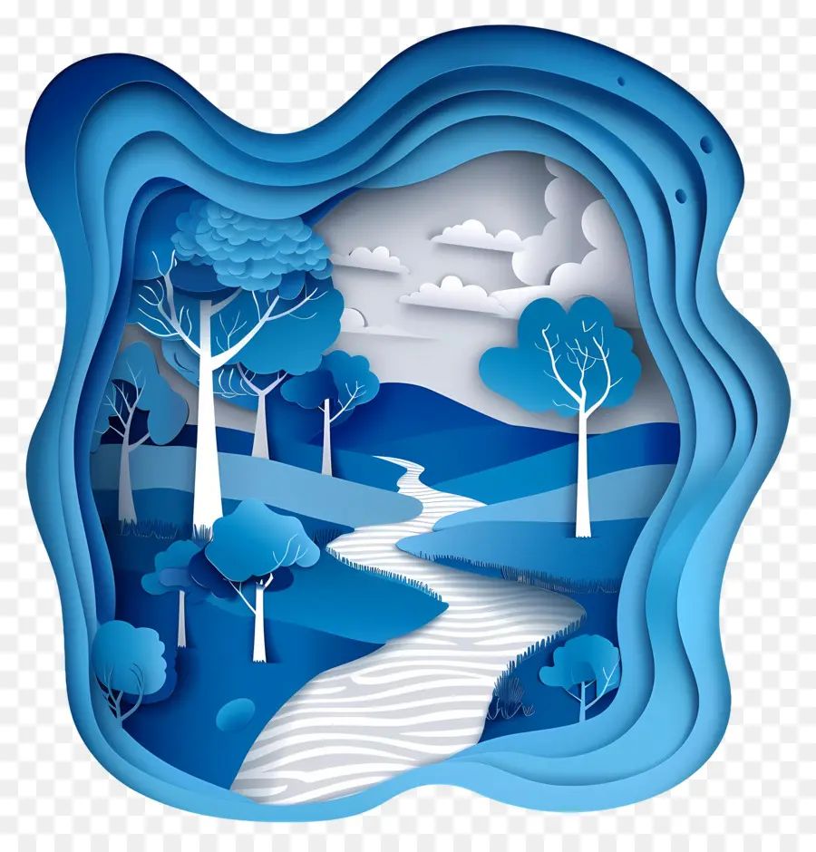 Paisaje De Lluvia，Paisaje Azul PNG