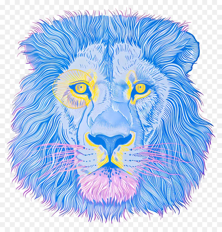 León Azul，León Colorido PNG