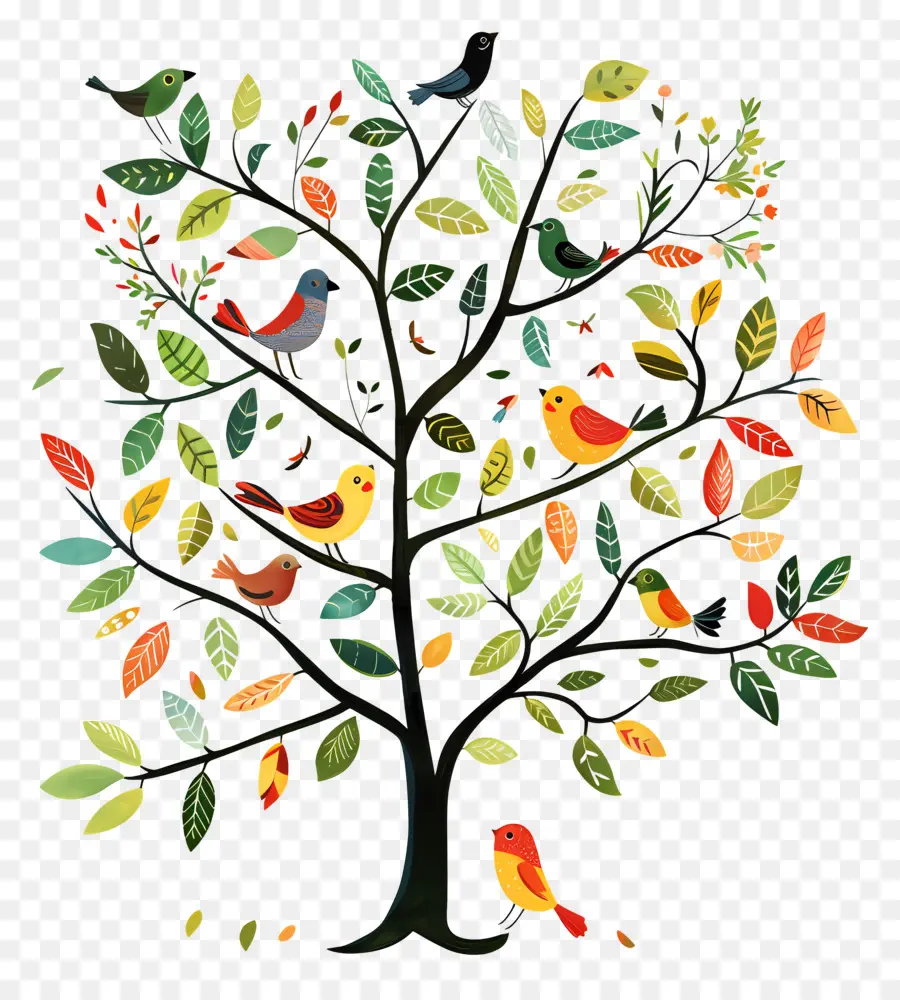 árbol Con Pájaros，Árbol Con Pájaros PNG