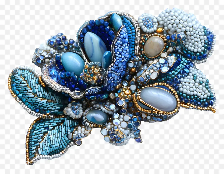 Broche，Flor De Cuentas Azules PNG