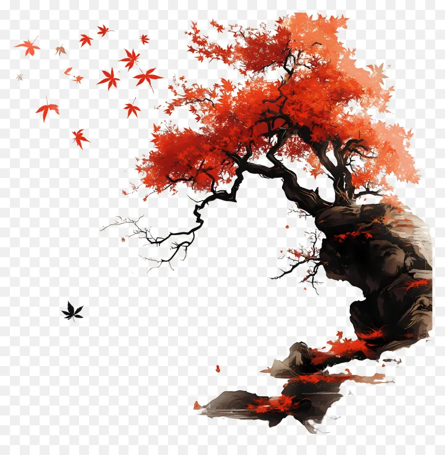 Otoño，árbol Rojo PNG