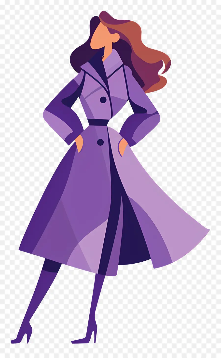 Mujer En Morado，Mujer En Abrigo Púrpura PNG