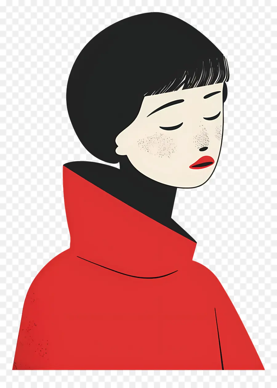 Mujer De Rojo，Pelo Corto PNG