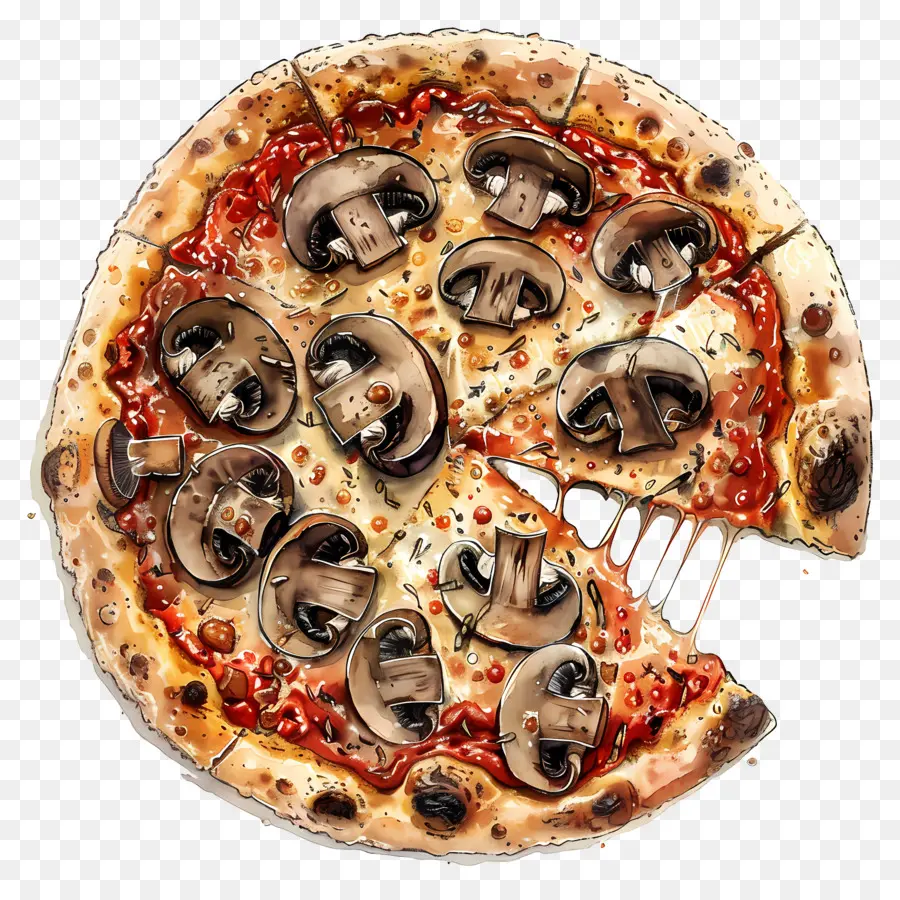 Pizza De Champiñones，Queso PNG