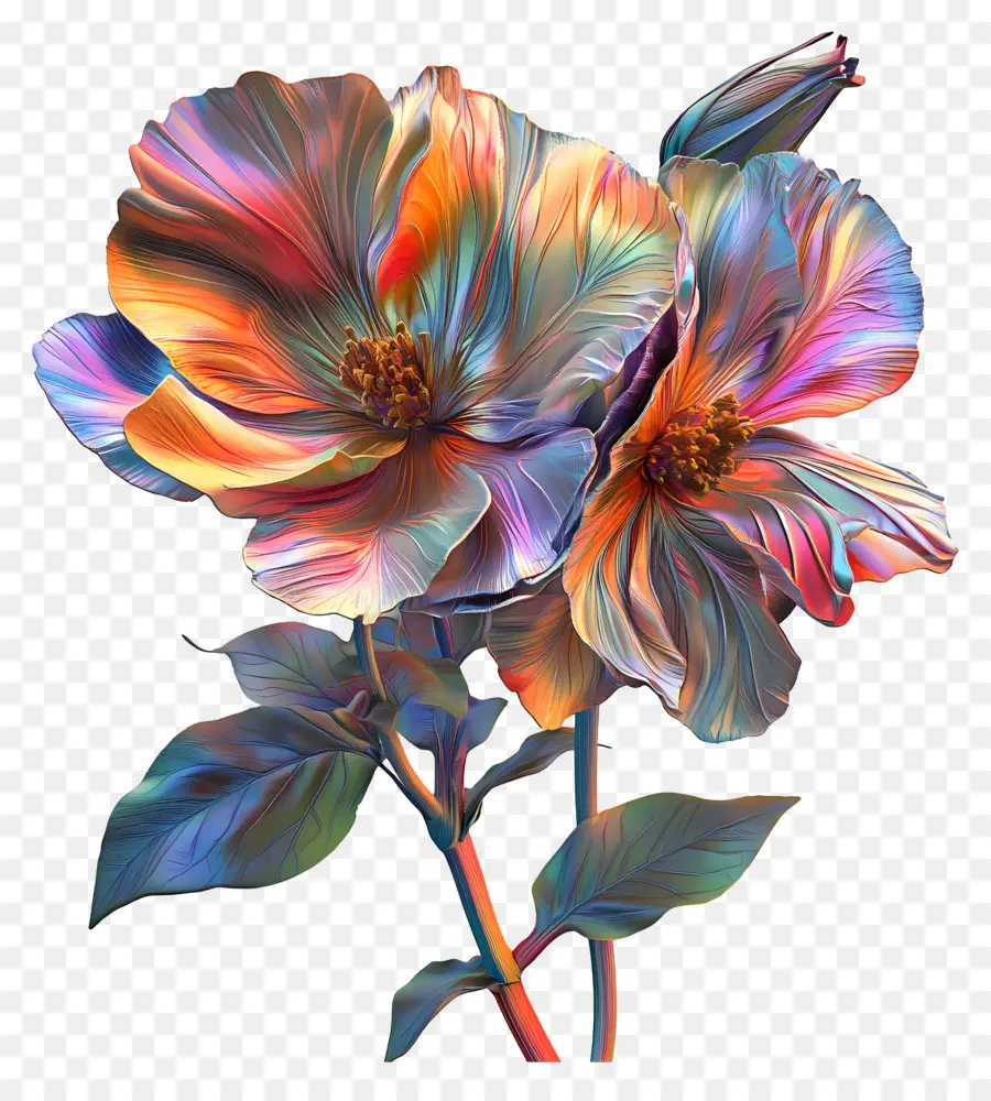 Buen Día，Flores Coloridas PNG