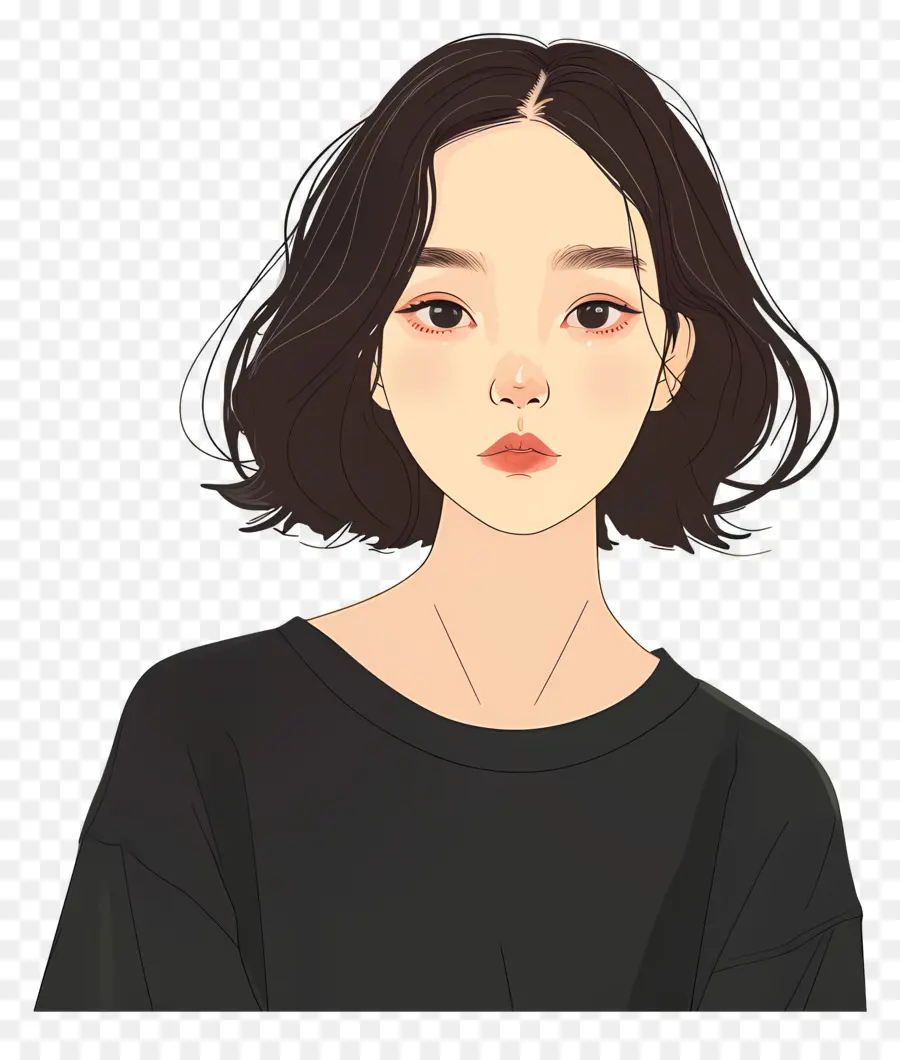 Mujer Coreana，Chica Con Pelo Corto PNG