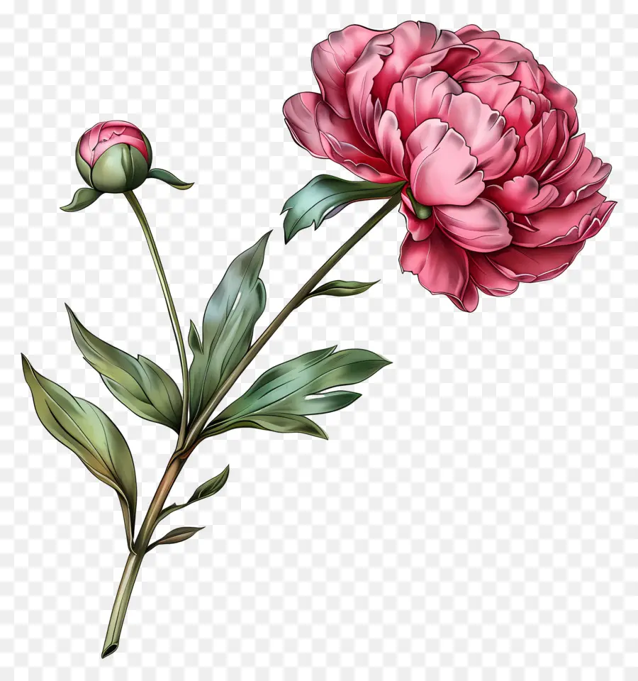 Peonía Rosa，Flores Rojas PNG